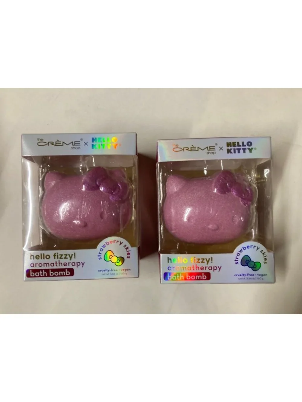 (2) The Creme Shop X Hello Kitty Strawberry Skies Fizzy Bath Bomb Aromatherapy